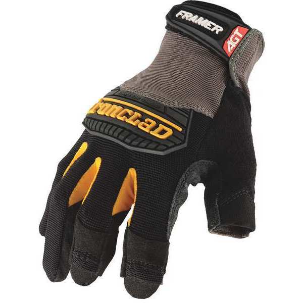 Mechanics Gloves, L, Black, Single Layer Seamless with Sewn Duraclad(TM) Patches