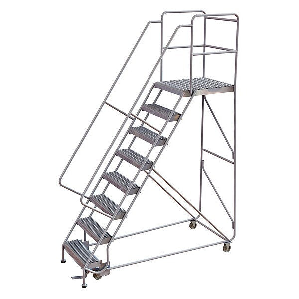 112 in H Aluminum Rolling Ladder, 8 Steps