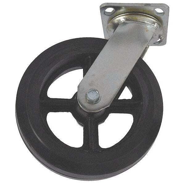 Mold-On Rubber Caster, Swivel, 8 In