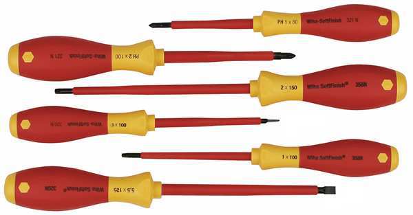 Insulated Screwdriver Set, Slotted/Phillips, Square, 6 pcs