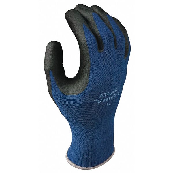 Foam Nitrile Coated Gloves, Palm Coverage, Black/Blue, M, PR