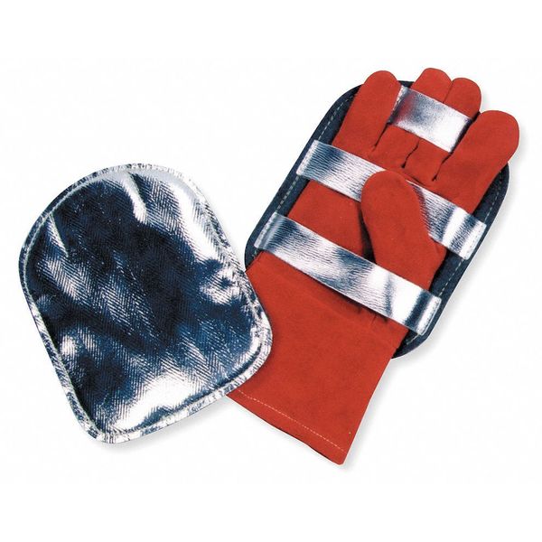Glove Protector, Aluminized outer Shell, Felt Lined, Leather Straps