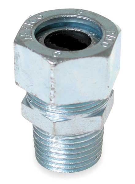 Liquid Tight Connector, 1/2in., Silver, Length: 1-11/32