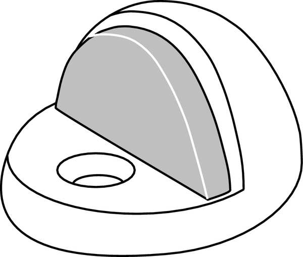 Dome Door Stop, Cast Brass, 1-1/2