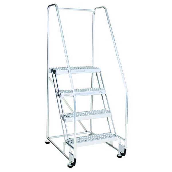 50 in H Aluminum Tilt and Roll Ladder, 2 Steps
