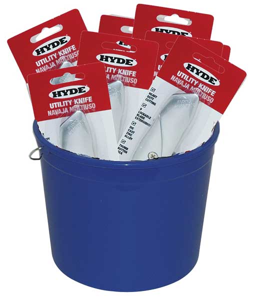 Pail of 25 Utility Knives, Retractable, Utility, General Purpose