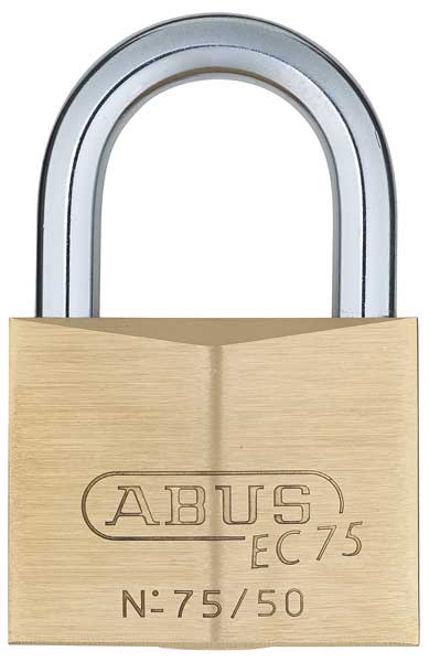 Padlock, Keyed Different, Standard Shackle, Square Brass Body, Steel Shackle, 13/32 in W