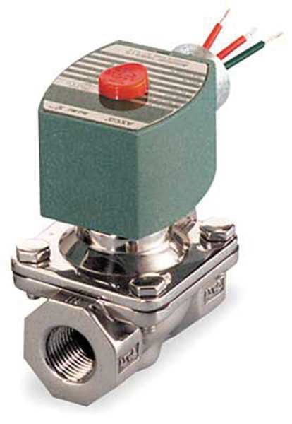 24V DC Brass Solenoid Valve, Normally Open, 3/8 in Pipe Size