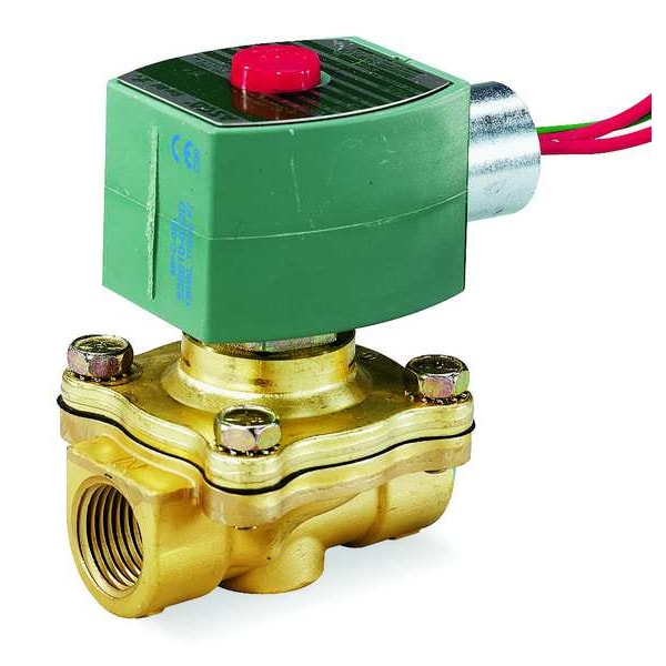 120V AC Brass Solenoid Valve, Normally Closed, 1/2 in Pipe Size