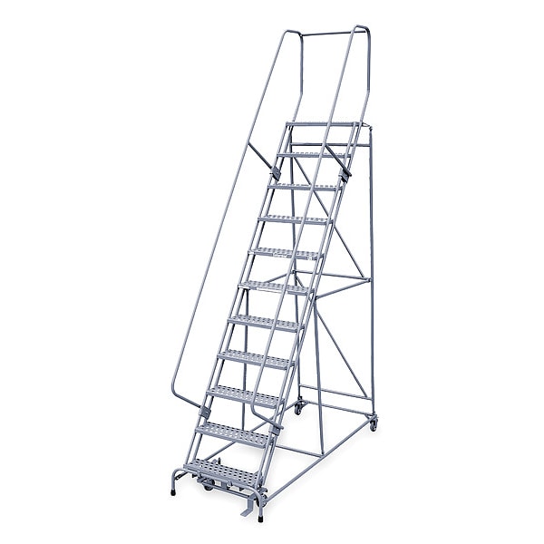 140 in H Steel Rolling Ladder, 11 Steps