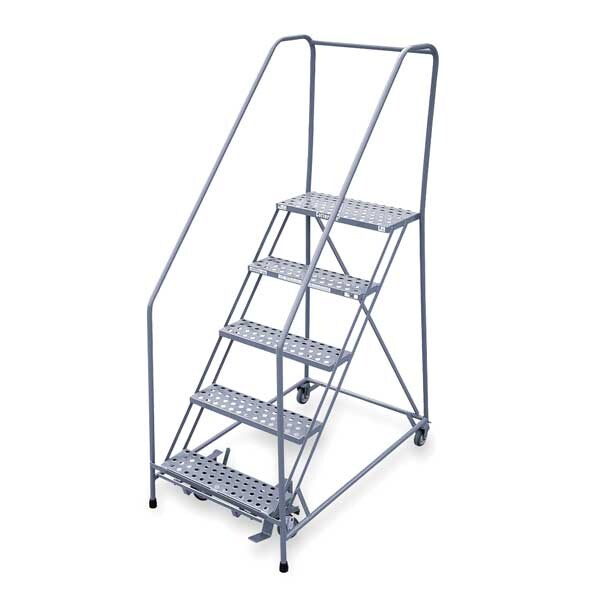80 in H Steel Rolling Ladder, 5 Steps