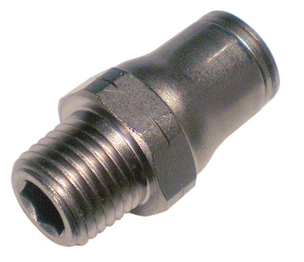 Nickel Plated Brass Male Connector, 5/32 in Tube Size
