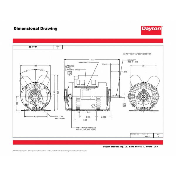 Capacitor-Start/Run General Purpose Motor, 3/4 HP, 115/230V AC Voltage, 56H Frame