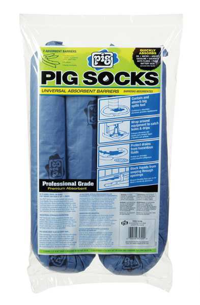Absorbent Sock, Blue/Gray, 1.5 gal., PK2