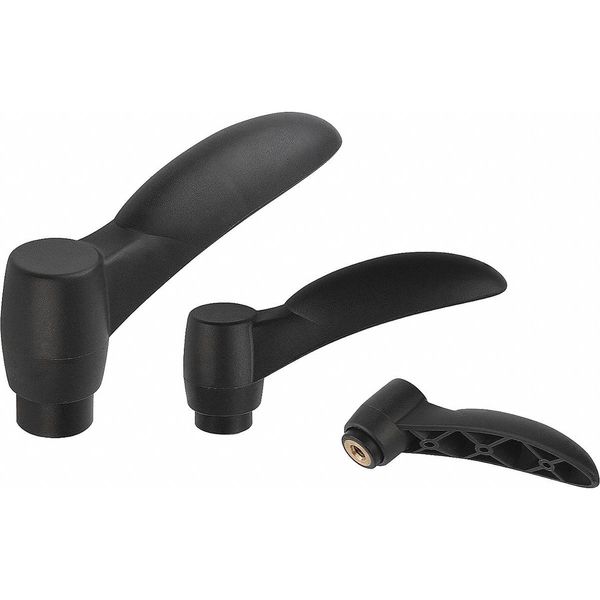 Adjustable Handle Eco Size: 2 M06, Plastic Black RAL 7021, Comp: Brass