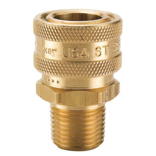 Hydraulic Quick Connect Hose Coupling, Brass Body, Sleeve Lock, 3/4