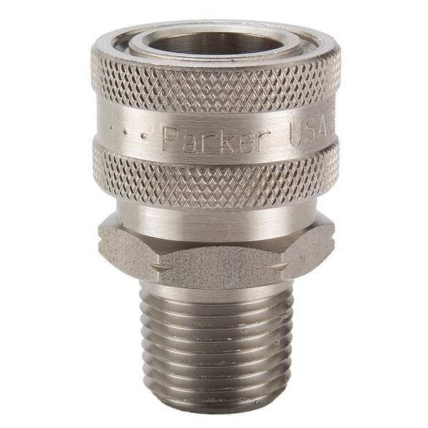 Hydraulic Quick Connect Hose Coupling, 303 Stainless Steel Body, Ball Lock, 1/2