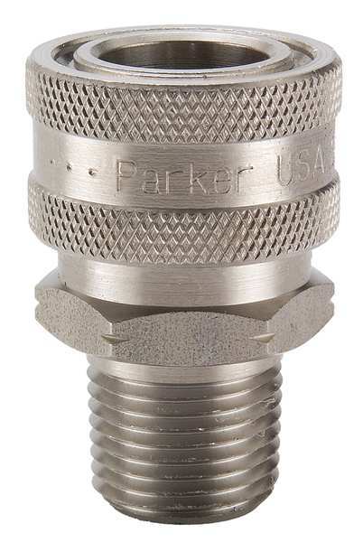 Hydraulic Quick Connect Hose Coupling, 303 Stainless Steel Body, Ball Lock, 1/8