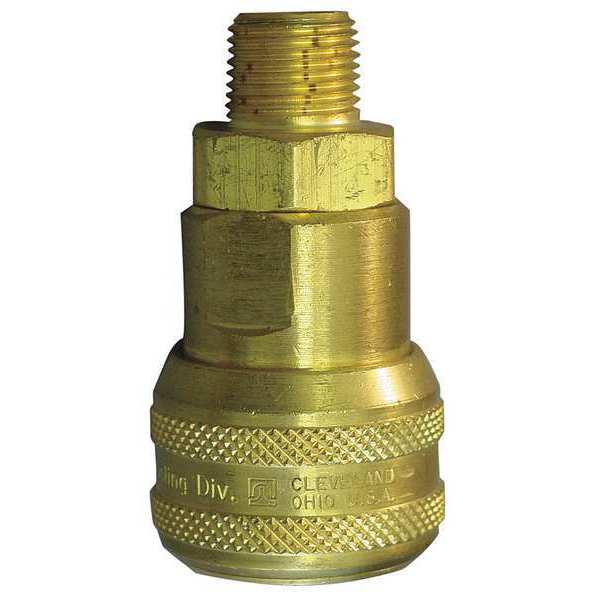 Hydraulic Quick Connect Hose Coupling, Brass Body, Push-to-Connect Lock, 3/8