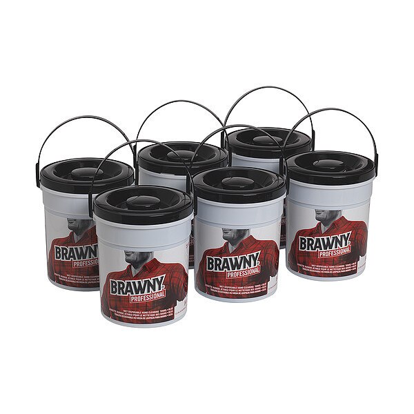Wet Hand Towel, Brawny, 84 Wipes/Bucket, 12 13/64 in L x 8 39/64 in W Wipe, Fresh Fragrance, 6 Pack