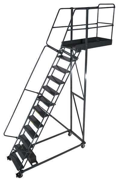 192 in H Steel Cantilever Rolling Ladder, 15 Steps