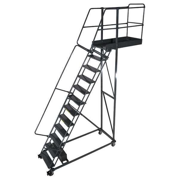 162 in H Steel Cantilever Rolling Ladder, 12 Steps