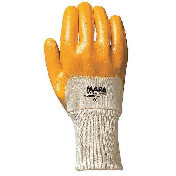 Nitrile Coated Gloves, 3/4 Dip Coverage, Yellow, 9, PR