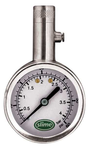 Brass Dial Tire Gauge, 5 to 60 PSI