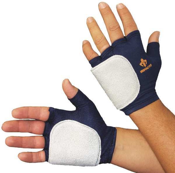 Impact Gloves, M, Bl/Gr, Nylon/Vep, Right