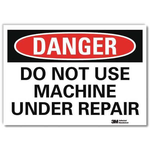 Danger Sign, 5 in Height, 7 in Width, Reflective Sheeting, Horizontal Rectangle, English