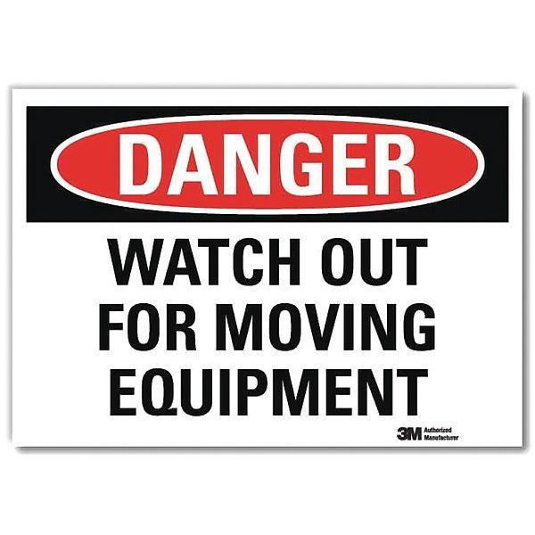 Danger Sign, 5 in Height, 7 in Width, Reflective Sheeting, Horizontal Rectangle, English