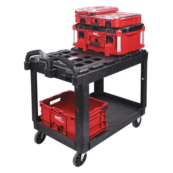 Utility Cart, Ergonomic, 2 Shelves, 500 lb