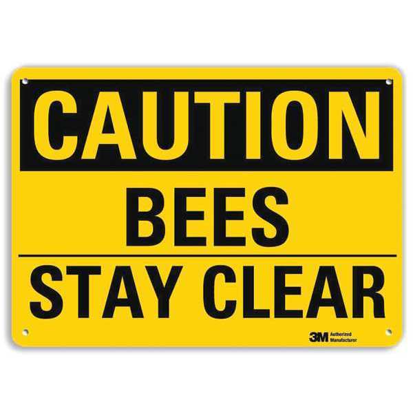 Safety Sign, Bees Stay Clear, 7in.H