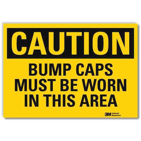 Safety Sign, Caps Must Be Worn, 5in.H
