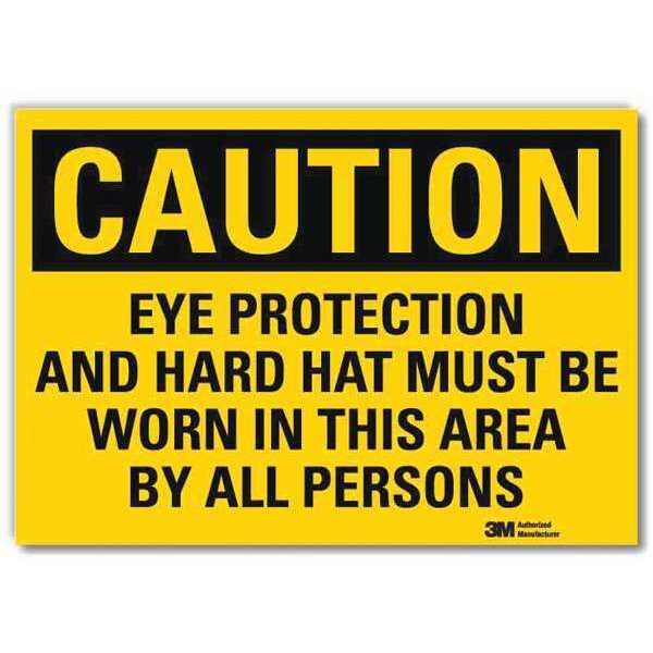 Safety Sign, Eye Prtection Hard Hat, 10inW