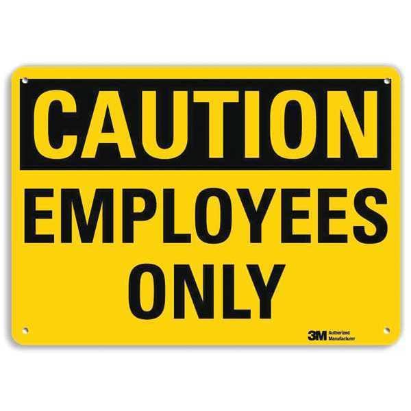 Safety Sign, Employees Only, 7in.H