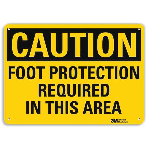 Safety Sign, Foot Protection Area, 7in.H