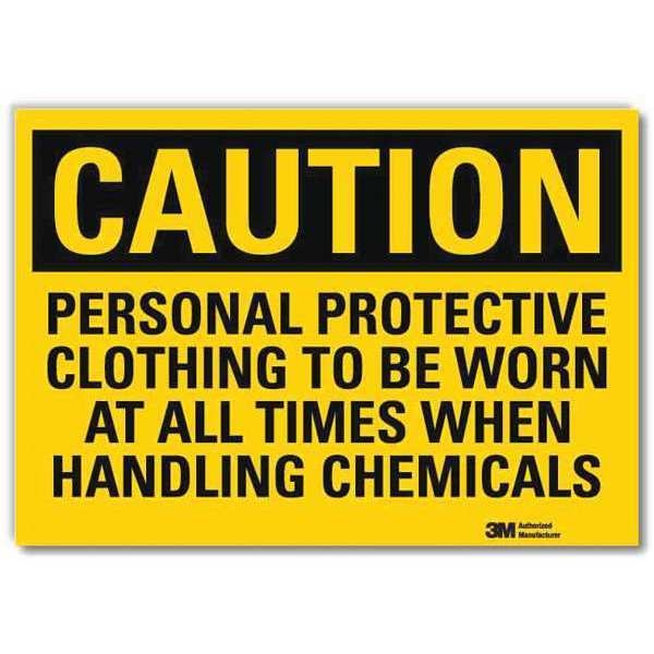 Safety Sign, Protective Clothing, 14 in. W