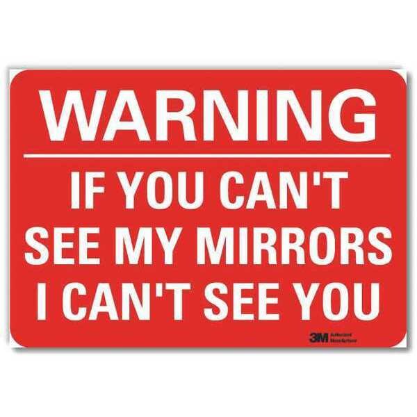 Warning Sign, 10 in Height, 14 in Width, Reflective Sheeting, Horizontal Rectangle, English