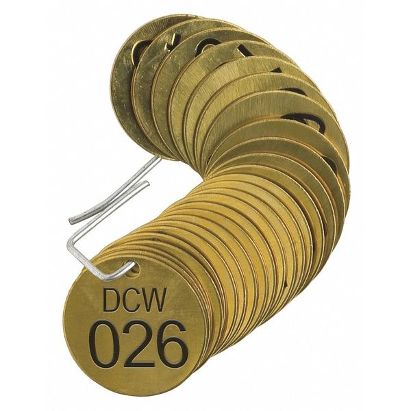 Number Tag, Brass, Series DCW 026-050, PK25