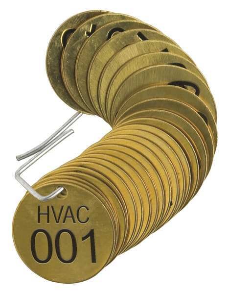 Number Tag, Brass, HVAC 001-025, PK25