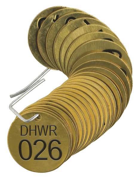 Number Tag, Brass, DHWR 026-050, PK25