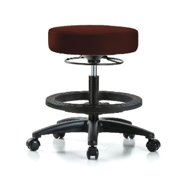Bench Stool, Med, Vinyl, BF, Casters, Burg