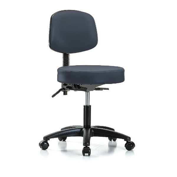 Desk Stool, Vinyl, Bk, Tilt Casters, Nav