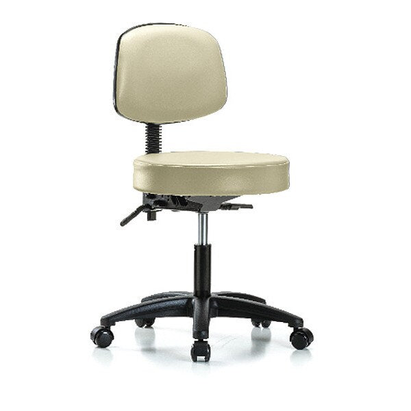 Desk Stool, Vinyl, Bk, Tilt Casters, Wht