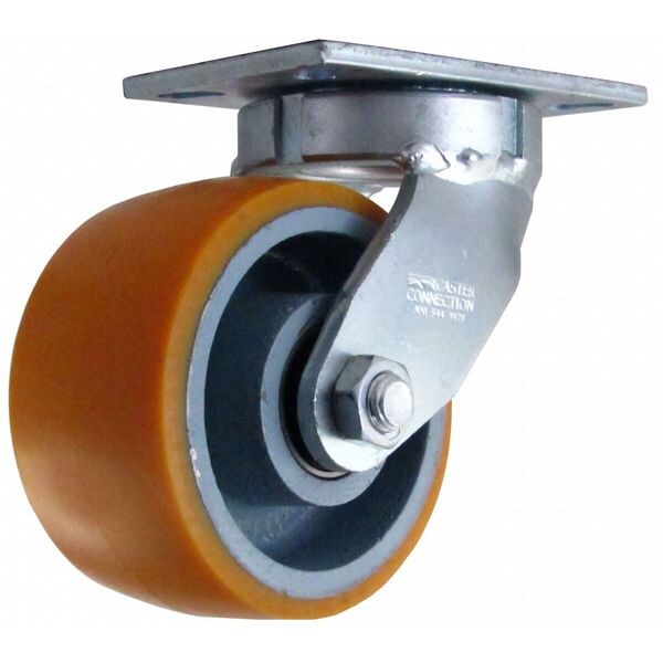 Kingpinless Swivel Plate Caster, Polyurethane, 2300 lb