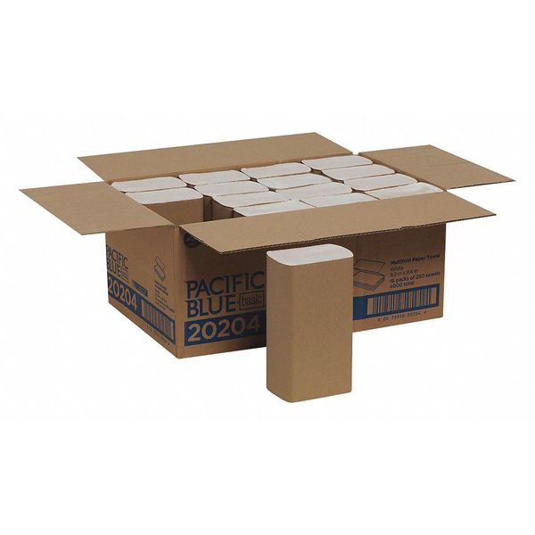 Pacific Blue Basic Multifold Paper Towels, 1, 250, White, 4000 PK