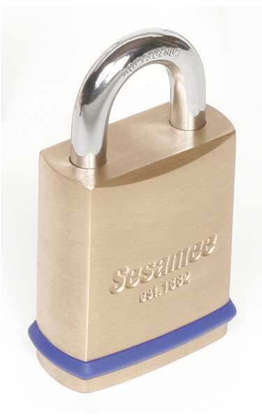Padlock, Coreless, Standard Shackle, Rectangular Brass Body, Hardened Steel Shackle, 25/32 in W
