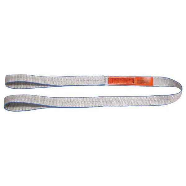 Web Sling, Flat Eye and Eye, 3 ft L, 4 in W, Tuff-Edge Polyester, Silver