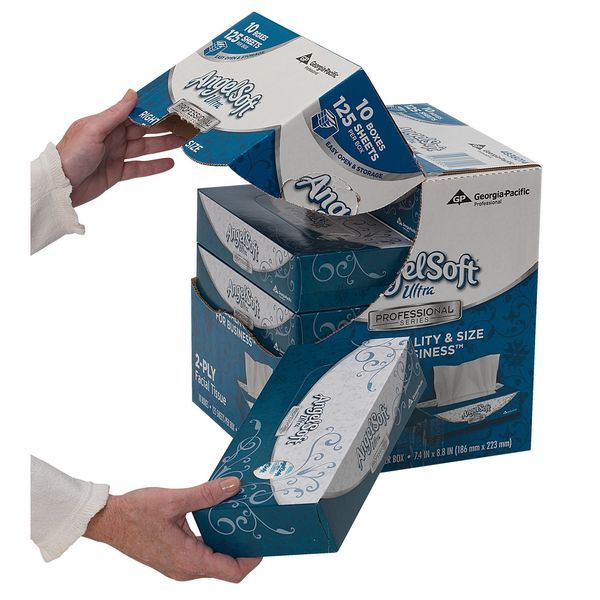 Angel Soft Ultra Professional Series 2 Ply Facial Tissue, 125 Sheets, PK 10